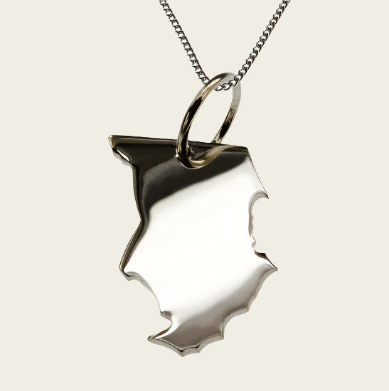 Silver Map Chad Necklace Pendant