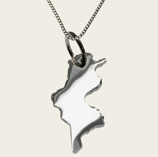 Zilveren Landkaart Tunesië ketting hanger
