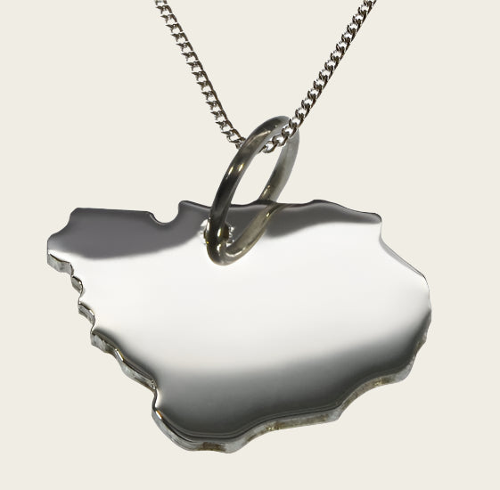 Zilveren Landkaart Uruguay ketting hanger