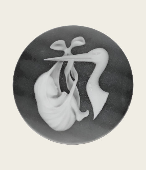 MY iMenso "stork" agate cameo 33mm insignia (black) - uitlopend