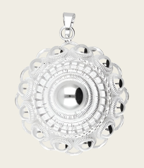 Zilveren Zeeuwse knop knoop 37 mm. ketting hanger