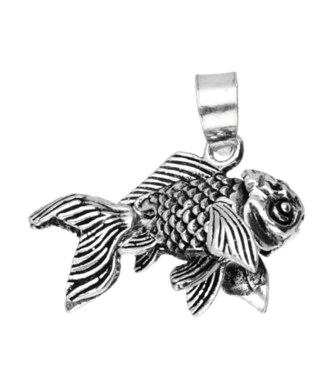 Zilveren Goudvis met bewegende vinnen en staart 3D ketting hanger