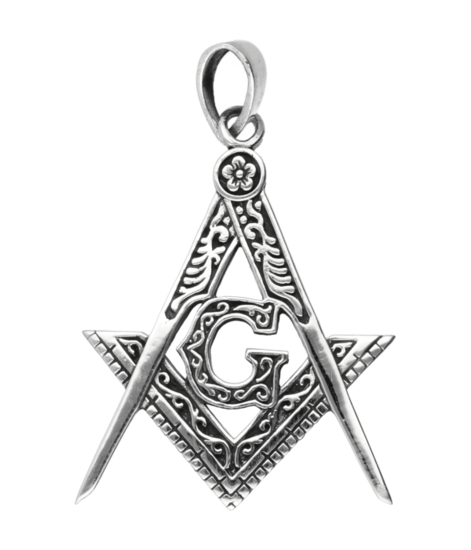 Zilveren Vrijmetselarij groot ketting hanger