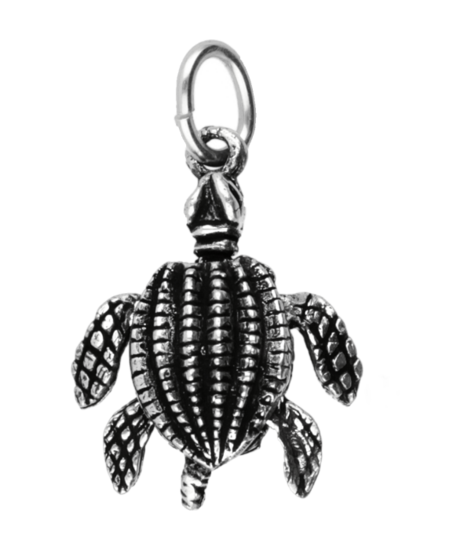 Zilveren Lederschildpad bewegend ketting hanger