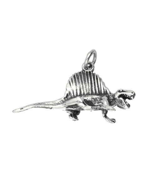 Silver Dinosaur Dimetrodon Necklace Pendant