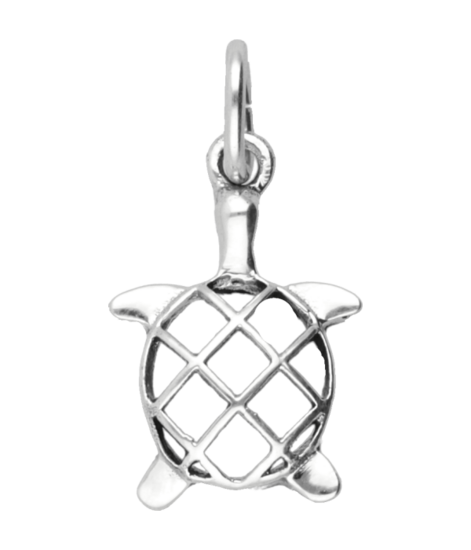 Zilveren Schildpad opengewerkt klein ketting hanger