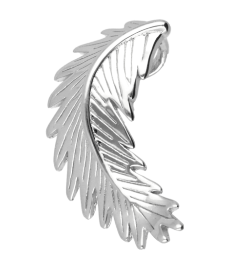 Silver Feather Duck Down Curved Necklace Pendant