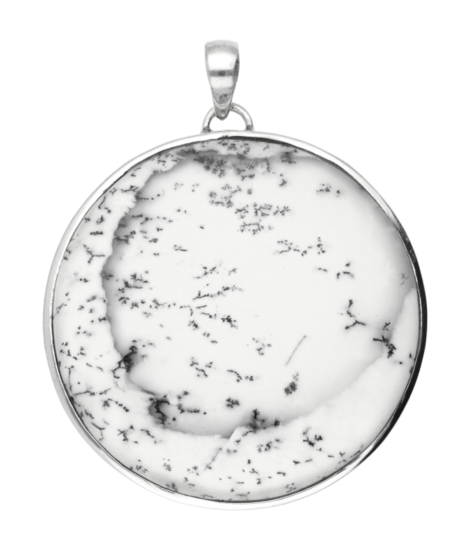 Zilveren Agaat Dendriet XL rond ketting hanger