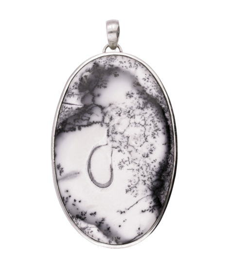 Zilveren Agaath Dendriet XXL Ovaal ketting hanger