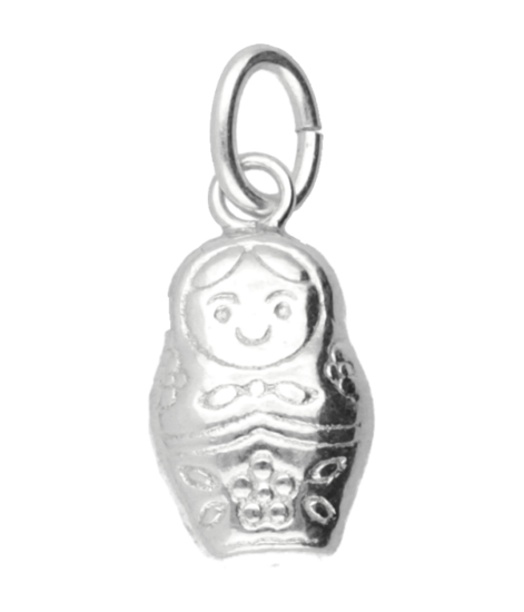 Zilveren Babushka - Matroesjka poppetje kettinghanger
