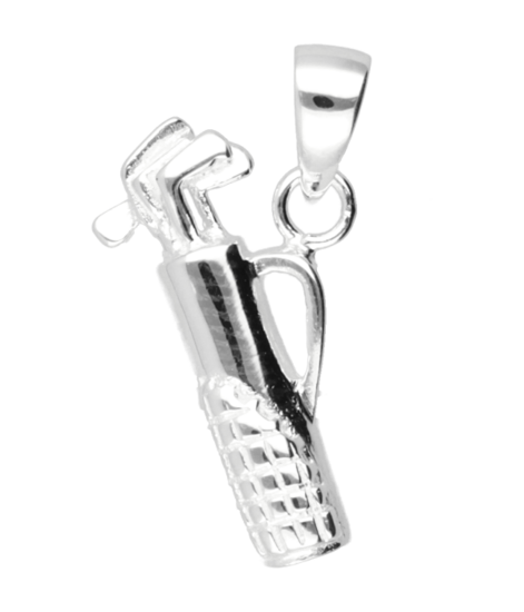 Silver Golf Bag with Clubs Chain Pendant