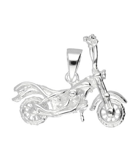 Zilveren Motor off the road draaiende wielen kettinghanger