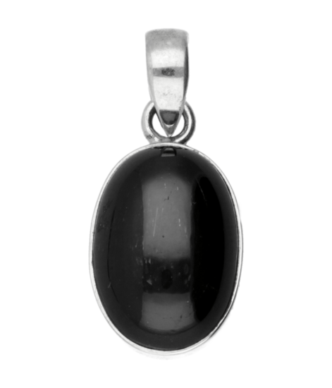 Zilveren Black star Diopside ovaal kettinghanger