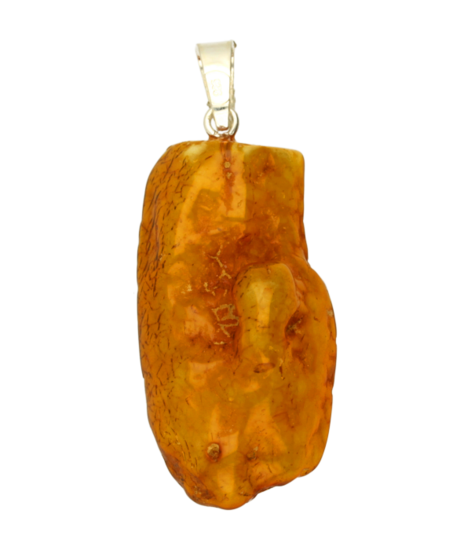 Silver Amber Rough Necklace Pendant