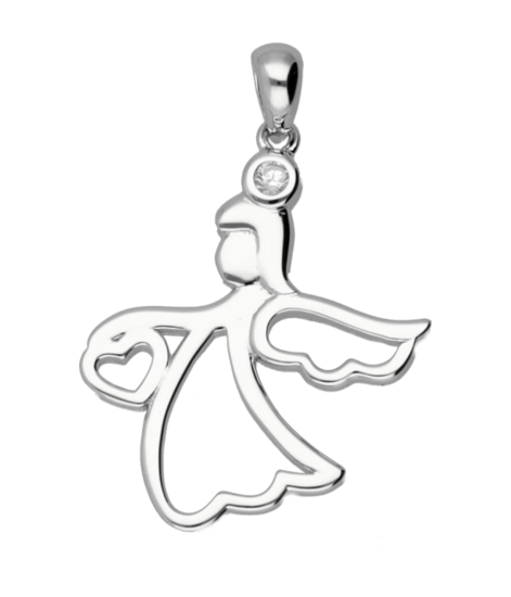 Silver Angel with heart openwork necklace pendant
