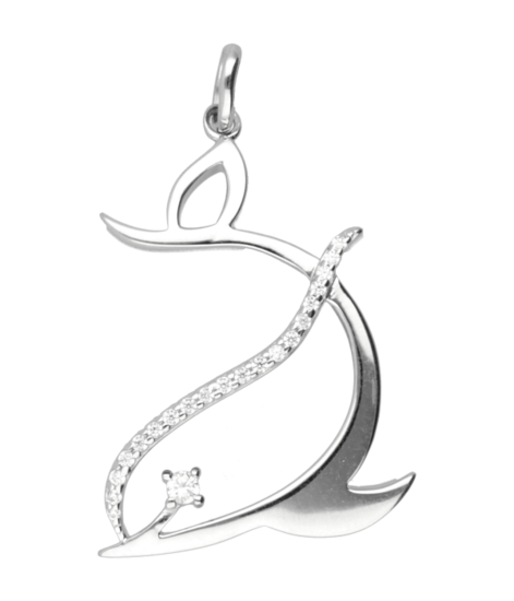 Silver Dolphin openwork with crystals