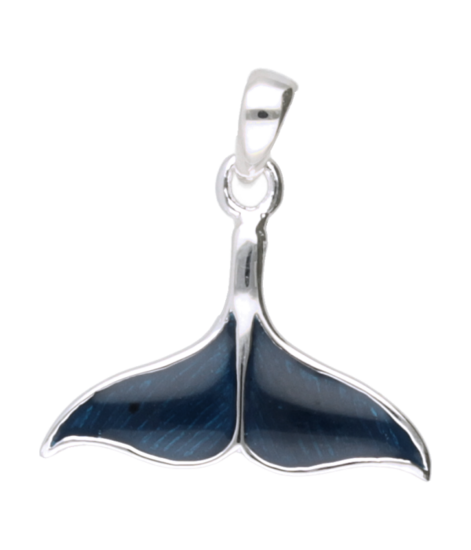 Silver Dolphin Tail Small with Blue Enamel