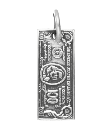 Zilveren US 100 dollar biljet kettinghanger