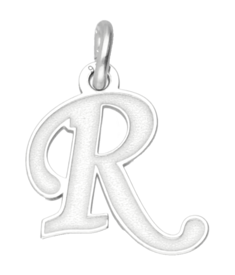 Silver letter R graceful matt-gloss necklace pendant