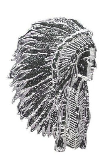 Silver Indian with headdress necklace pendant XL