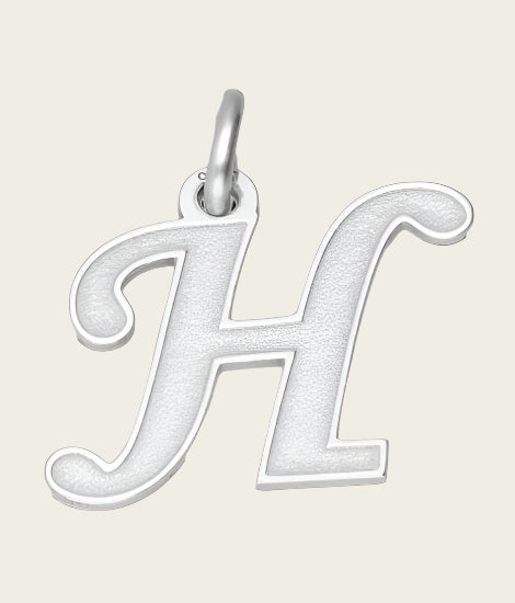 Zilveren letter H sierlijk mat-glans kettinghanger