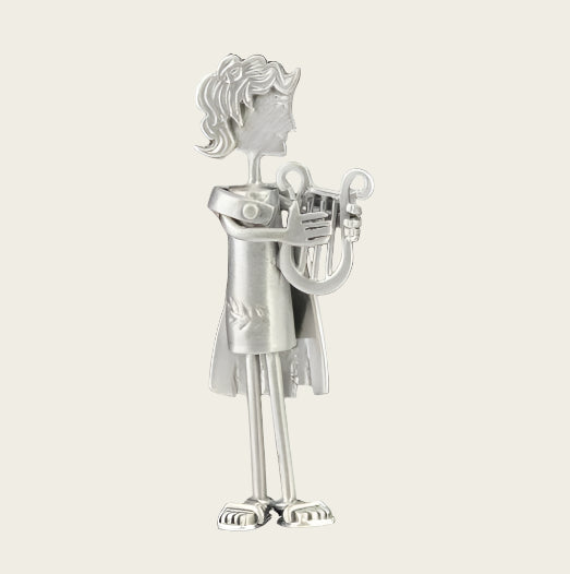 Silver God Apollo with harp XL necklace pendant