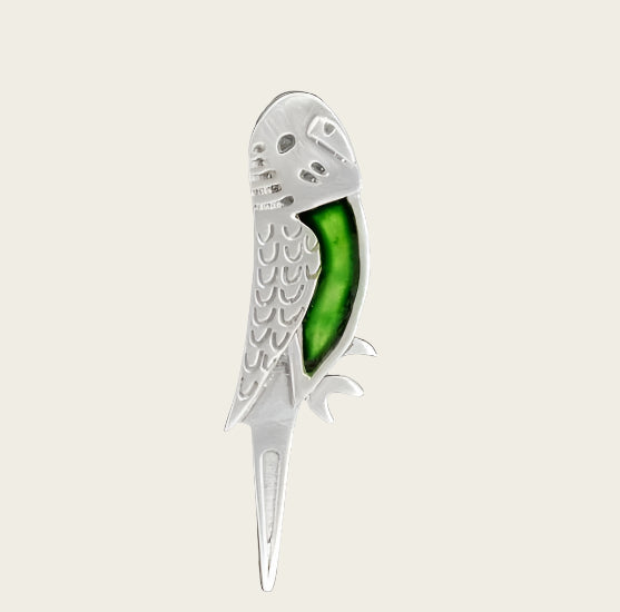 Silver Parakeet or Cockatiel large necklace pendant