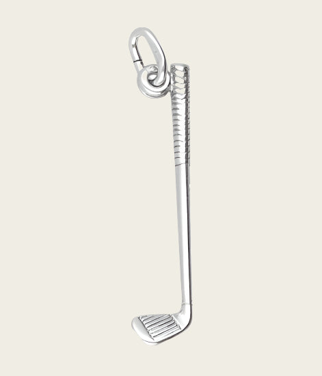Silver Golf Stick Ribbed Handle Necklace Pendant