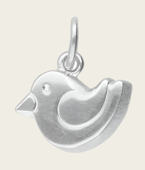 Silver Bird Abstract Flat Small Necklace Pendant