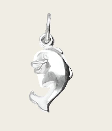 Silver Happy Fish Small Hollow Necklace Pendant