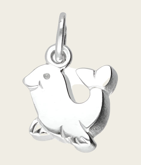 Silver Dolphin abstract small necklace pendant