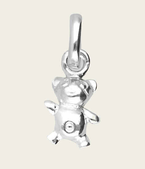 Silver Teddy Bear Small Necklace Pendant