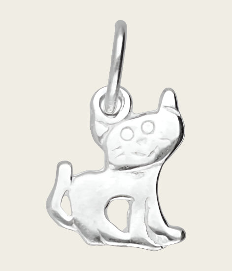 Zilveren Poes vlak kettinghanger