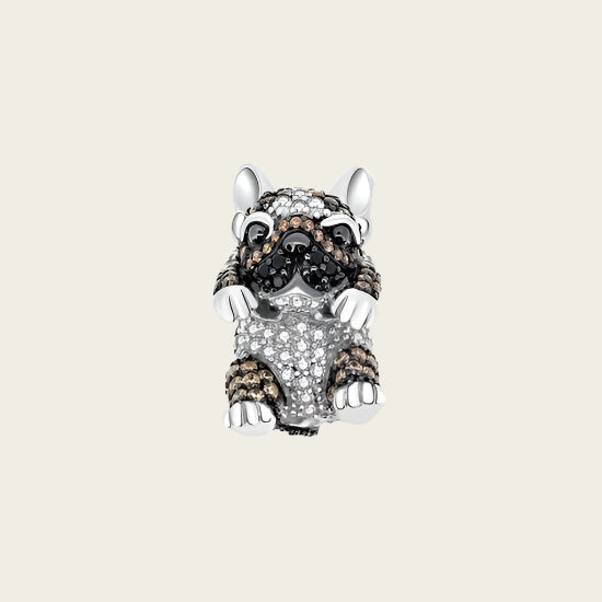 Silver Dog with Zirconia Rhodium Plated Necklace Pendant