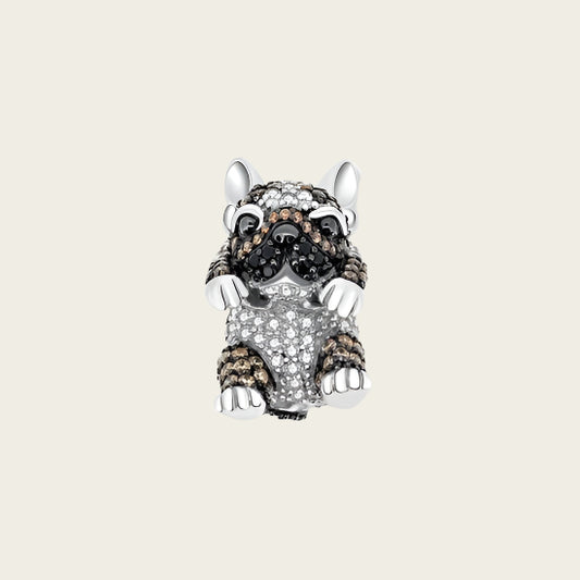 Silver Dog with Zirconia Rhodium Plated Necklace Pendant