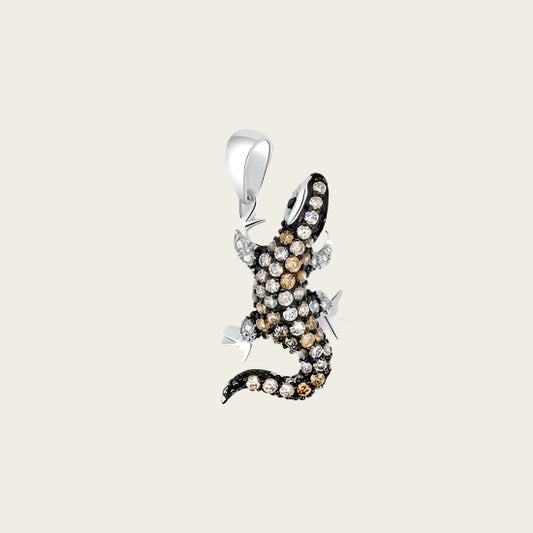 Silver Salamander pendant with zirconias
