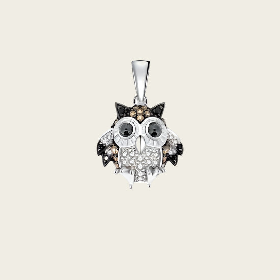 Silver Owl pendant with zirconias