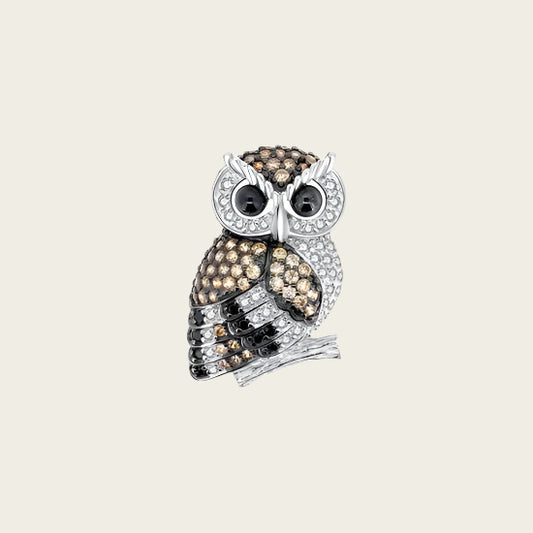 Silver Owl large pendant with zirconias