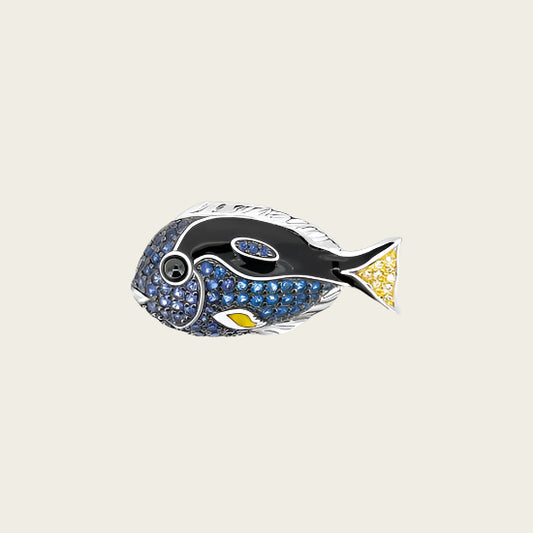 Zilveren Tropische vis Dory hanger met zirkonia's