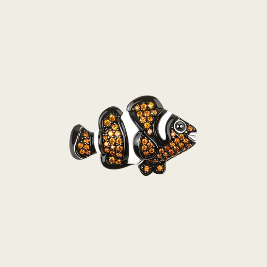 Silver Tropical Anemonefish Pendant with Zirconias