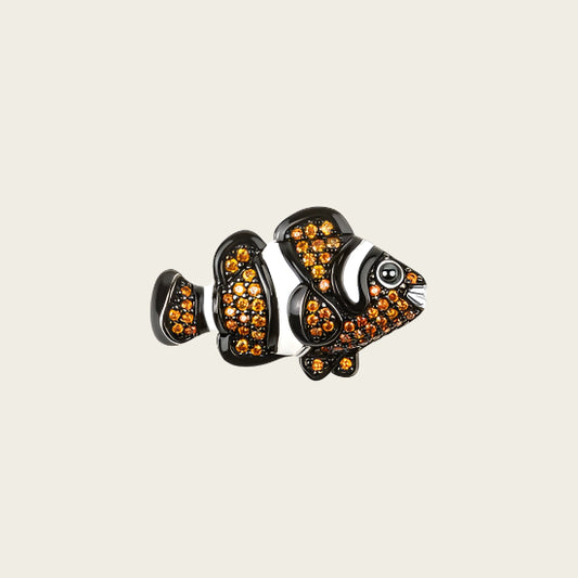 Silver Tropical Anemonefish Pendant with Zirconias