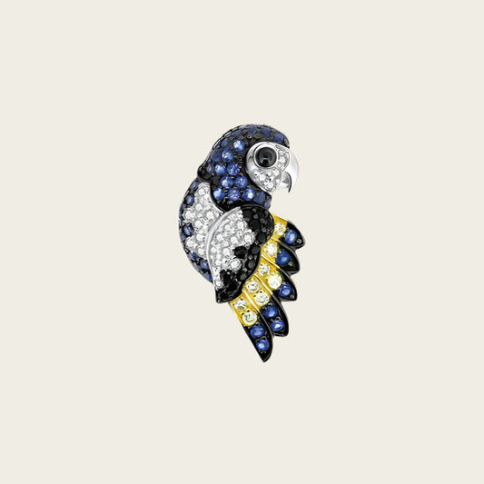 Silver Parrot Pendant with Zirconias