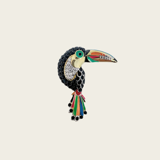 Silver Toucan pendant with zirconias