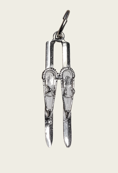 Zilveren Ski ketting hanger - paar