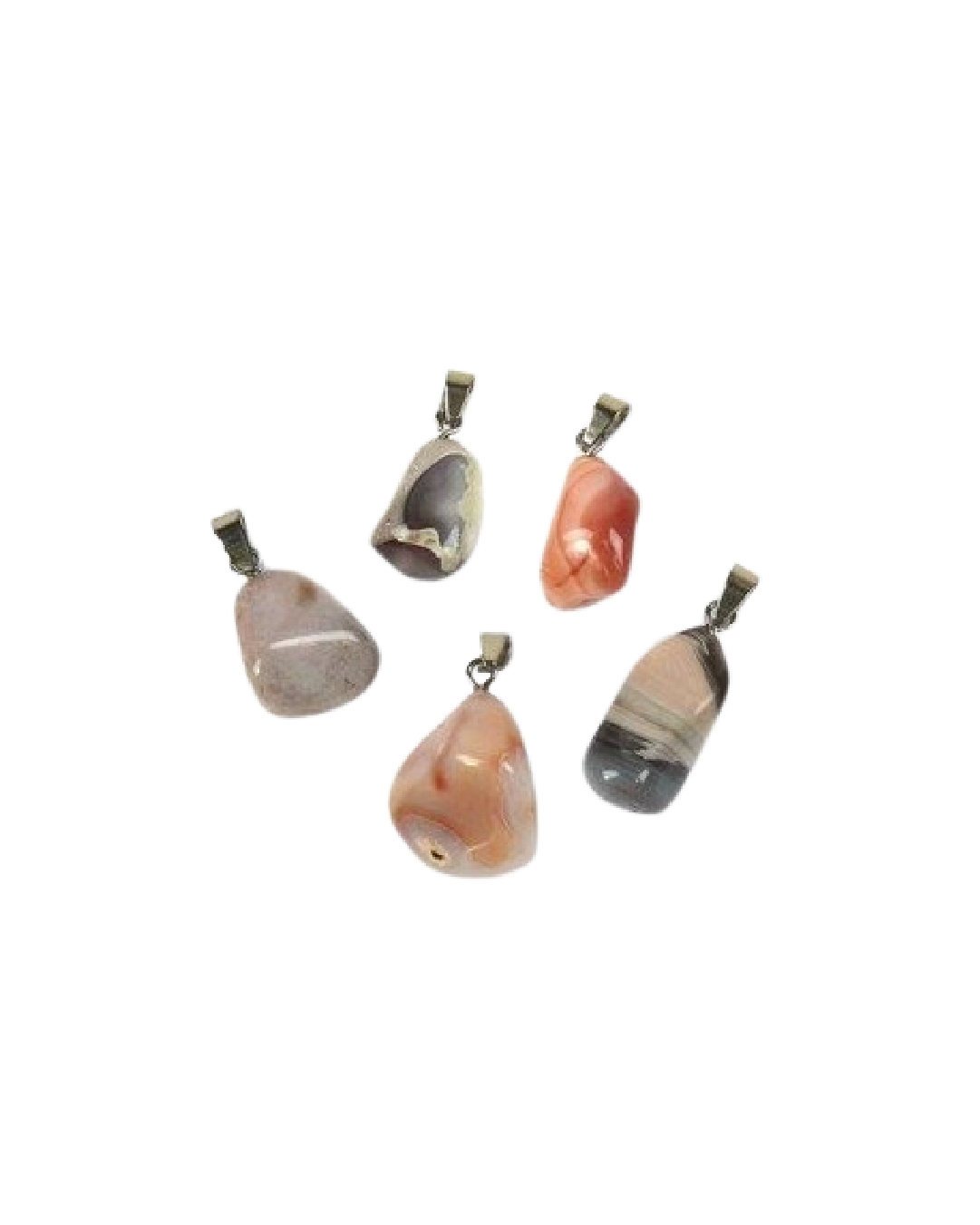 Agate Botswana pink gemstone necklace pendant stainless steel