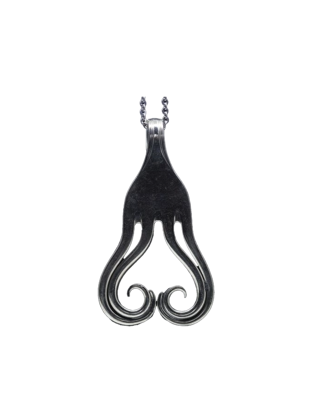 Alpaca Vork binnenkrul als ketting hanger besteksieraad