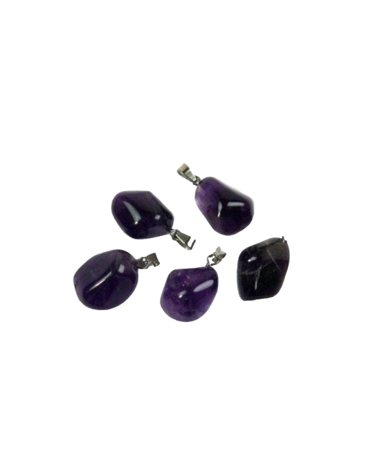 Amethyst donker edelsteen ketting hanger rvs