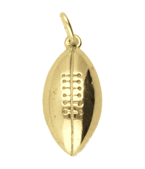 Zilveren Rugby bal ketting hanger - half 14 karaat goud verguld