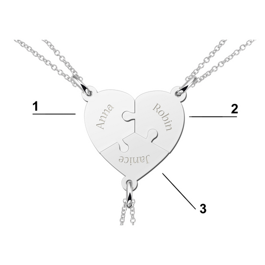 Zilveren graveerplaatje breekhanger Puzzelhart trio ketting hanger Zilveren-breekhanger-hartje-in-drie