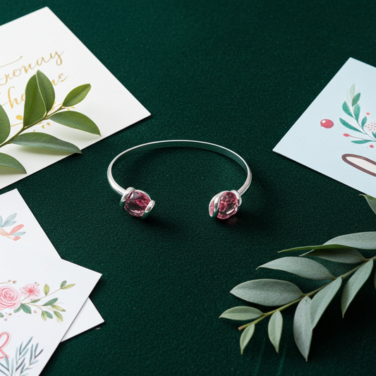 Klemarmband met 2 x rosé swarovski kristallen 19 cm